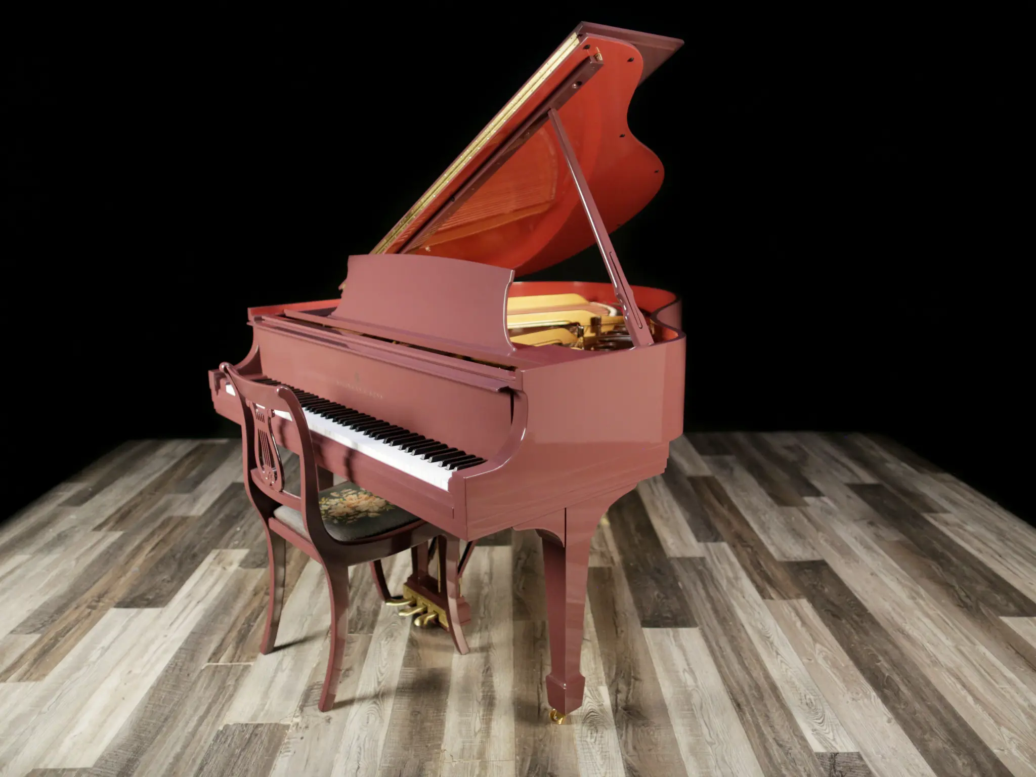Coral pink high-gloss custom Steinway