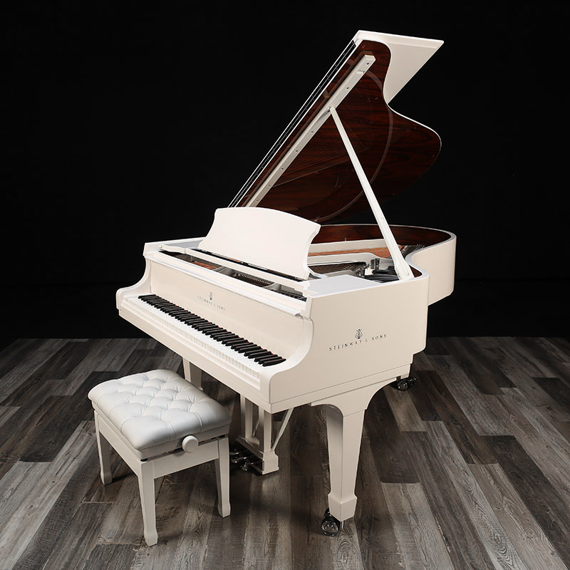 White gloss Steinway with rosewood interior