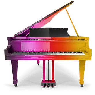 Multi-color piano representing unlimited refinishing and customization options with Lindeblad Piano