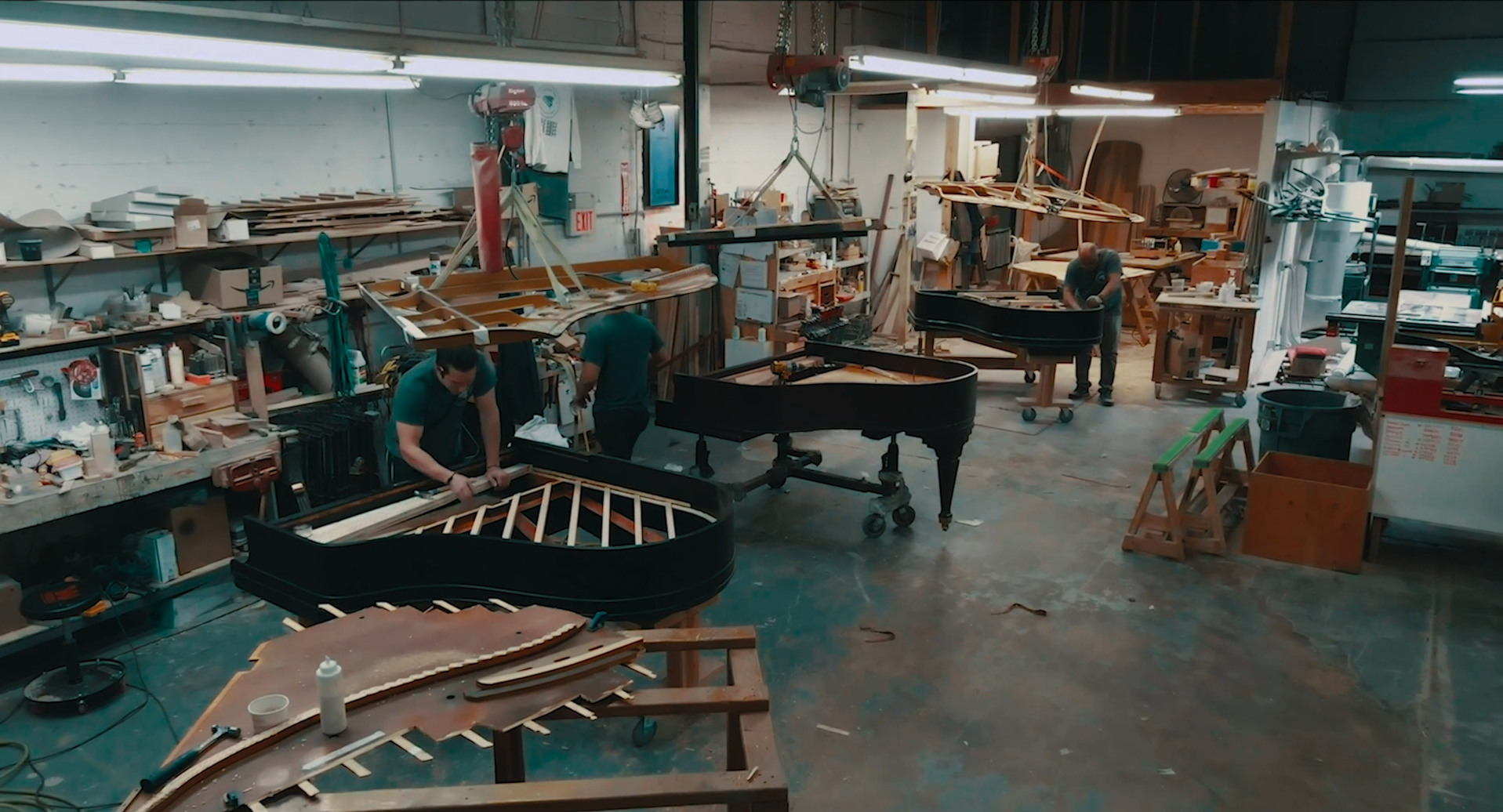 Craftsmen at work across the Lindeblad restoration floor