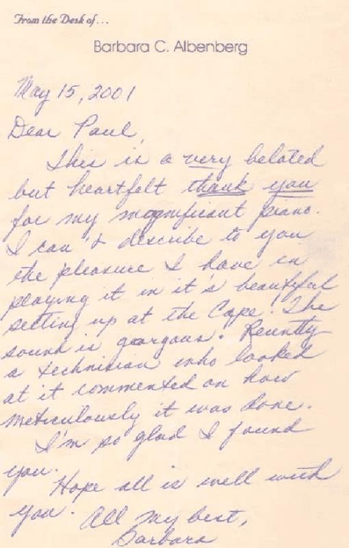 Letter from Barbara C. Albenberg