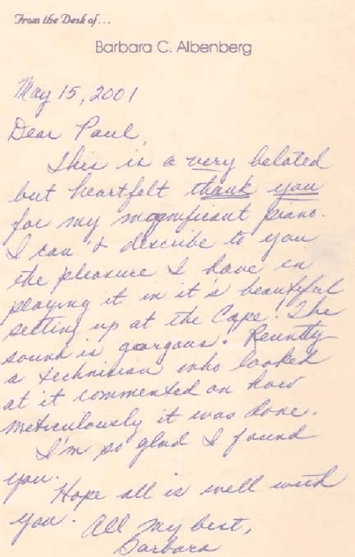 Letter from Barbara C. Albenberg