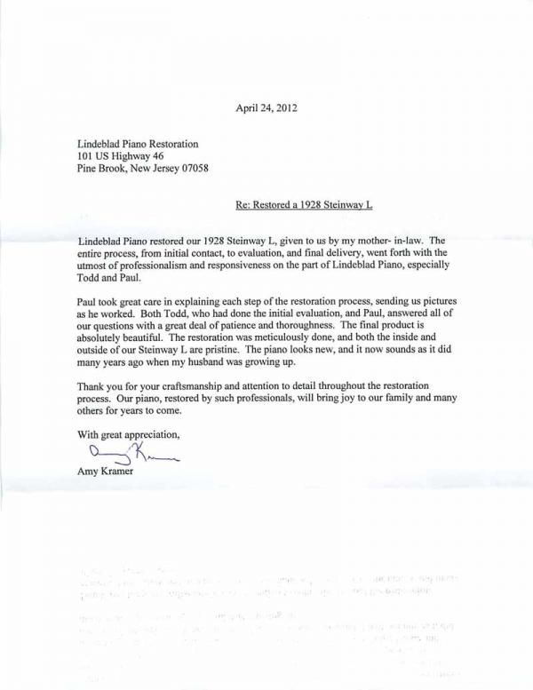 Letter from Amy Kramer