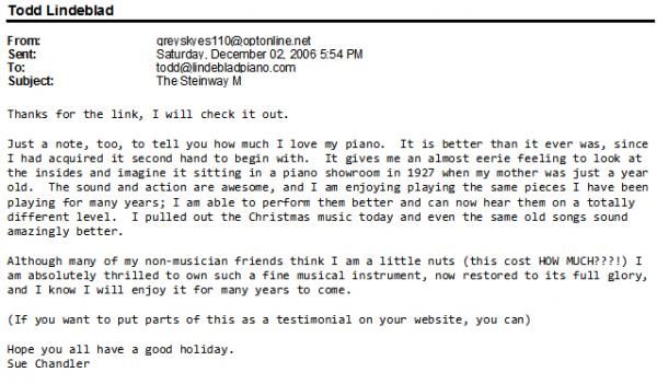 Letter from Sue Chandler