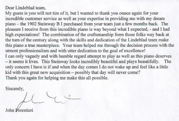Letter from John Forestieri