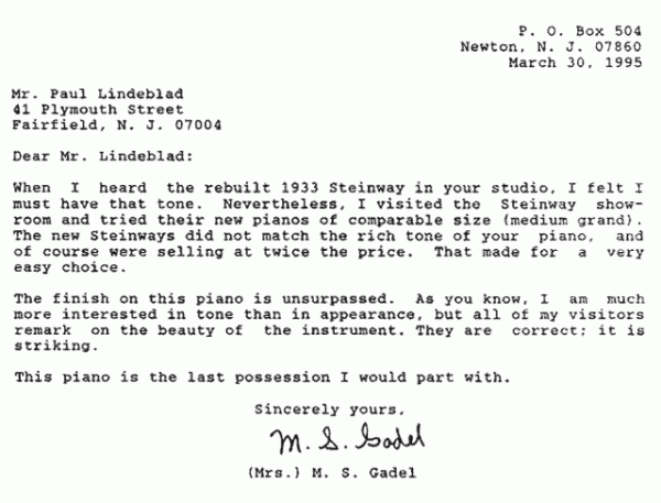 Letter from M.S. Gadel