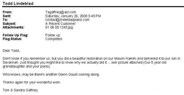 Letter from Tom and Sandra Gaffney