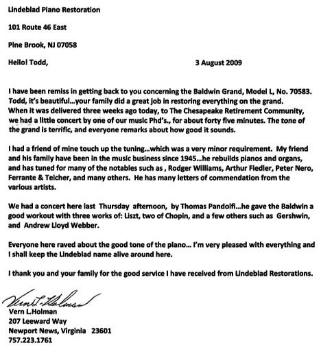 Letter from Vern L. Holman