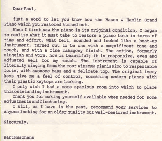 Letter from Hart Huschens