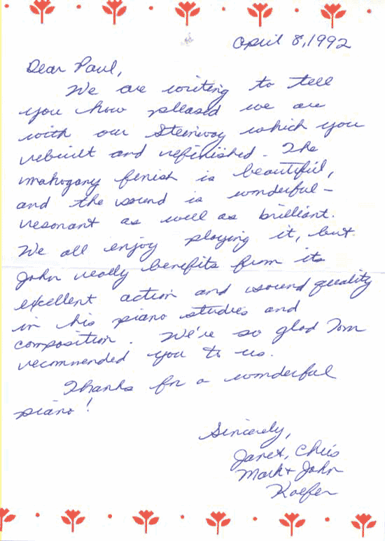 Letter from Janet Koefer