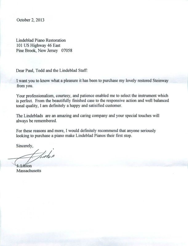 Letter from Jennifer Linton