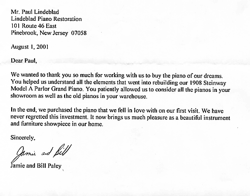 Letter from Jamie and Bill Paley