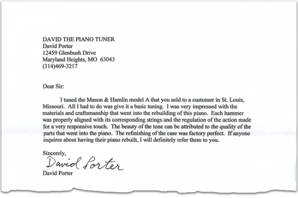 Letter from David Porter
