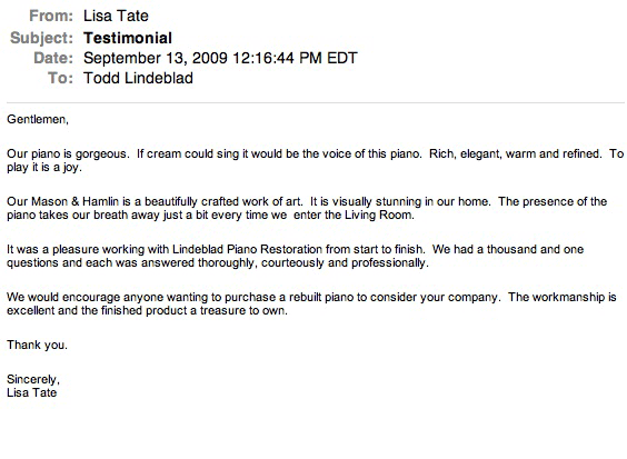 Letter from Lisa Tate